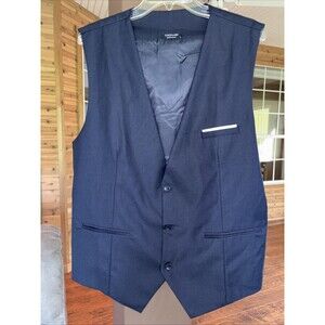 COOFANDY Vest Men L Navy Blue Sleeveless 5 Button Cinch Back Waist Coat